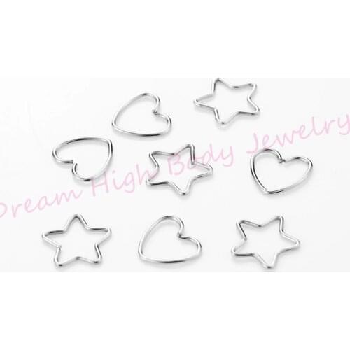 Heart clip on closure Ear ring tragus cartilage earring Helix Five Star 316L Stainless Steel Body Jewelry Popular Nose Ring