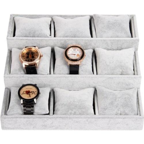 26*24 Gray Velvet Jewelry Display Tray With 3 Layers Pillow For Bangle Bracelet Watch Stand Holder Show Case New Arrival