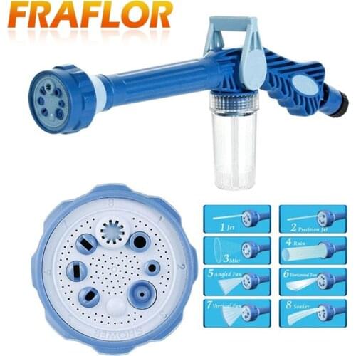 Blue Garden Sprayer Car Washing Washer Plastic Garden Hose Pipe Connector Function Ez Jet Water Cannon 8 In 1 Turbo Spray Gun