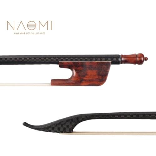 NAOMI Advanced Baroque Style 4/4 Violin /Fiddle Bow Grid Carbon Fiber Round Stick Snakewood Frog Natural White Horsehair Durable