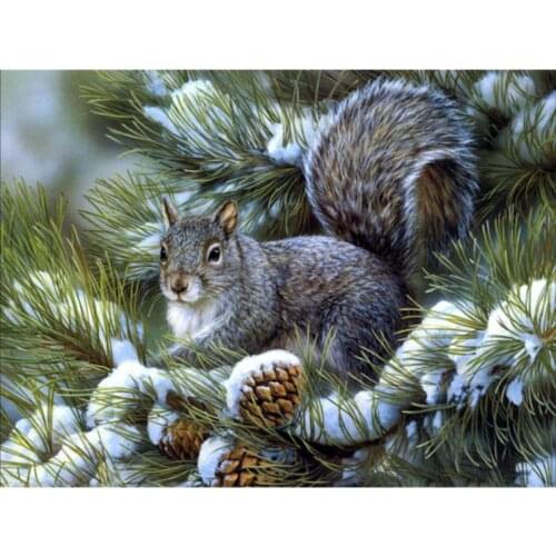 Pine tree diamond painting squirrel mosaic embroidery cros stitch animal rhinestone picture puzzle drawing wall decor craft gift