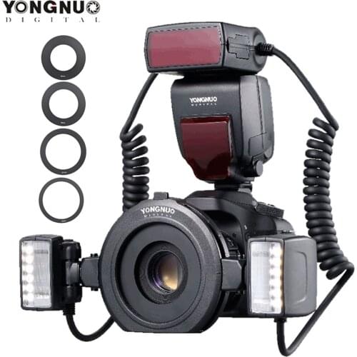 YONGNUO YN24EX YN24 EX Macro Ring Flash E-TTL Flash Speedlite with 2pcs Flash Heads 4pcs Adapter Rings for Canon Cameras