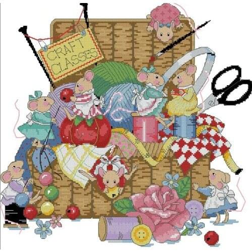 Top Quality hot selling lovely counted cross stitch kit craft classes sewing mice mouse tools dimensions 13596