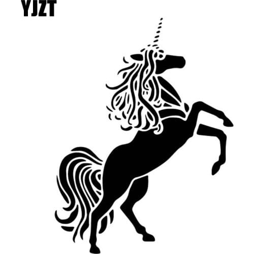 YJZT 13.2CM*17.4CM Unicorn Car Sticker Creative Decoration Body Of Car Vinyl Decal Black/Silver C4-1788