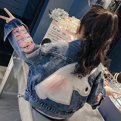 4-12Y Girls Jackets 2021 Autumn New Childrens Clothing Teen Jacket Big Kids Denim Jeans Spring Tops Jacket For Girls