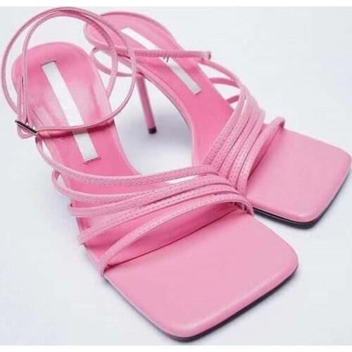 2022 New Band Ankle Strap Women Sandals Fashion Narrow Band Thin High Heels Gladiator Orange Sandal Ladies Party Dress Pumps