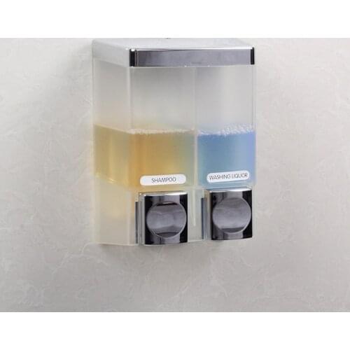 1pc Liquid Soap Dispenser 250ml Double Wall Mounted Chrome Square Bathroom Accessories Hardware Convenience Modern