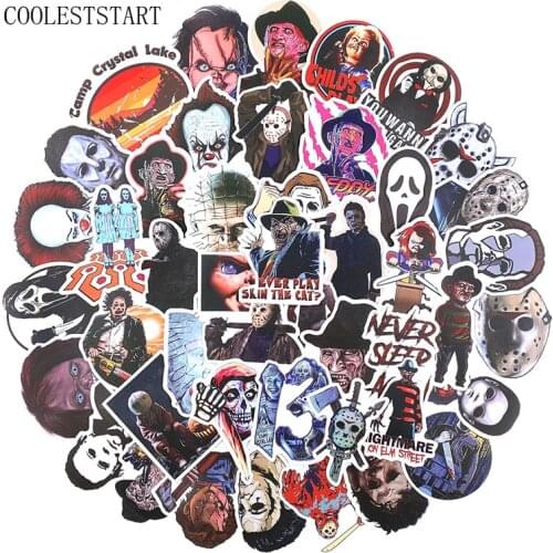 50Pcs/Set Horror Decal Motorcycle Stickers Graffiti Bomb Decals Sticker Pack DIY Skateboard Luggage Laptop Bike Guitar Car PVC