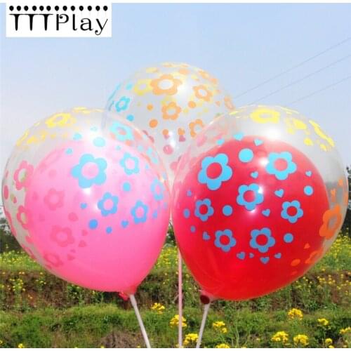 10pcs/lot 12inch Clear Flower Romatic Pearl Thick Latex Balloons Transparent Ball For Birthday Wedding Party Decoration Balloons