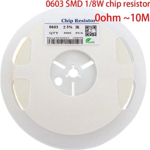 100pcs 0603 SMD 1/8W chip resistor resistors 0ohm ~10M 0R 1K 4.7K 4K7 10K 100K 1 10 100 220 330 ohm 0R 1R 10R 100R 220R 330R