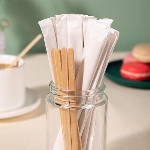 100pcs Disposable Stir Sticks Natural Wooden Tea Coffee Stirrers Shop Cafe Supplies Dinerware Sets