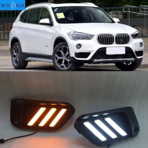 2PCS LED DRL Daytime Running Light Daylights for BMW X1 F48 F49 2016 2017 2018 2019 With Yellow Turn Signal and Blue night light