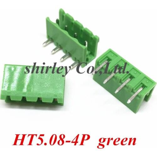 Free shiiping20PCS Terminals Connector bend 4pin 2EDG5.08-4P plug socket 5.08MM pitch green 2EDGRK-4P Curved needle HT5.08-4Pin