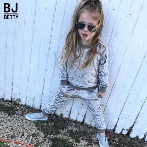 2021 Baby Girls Clothing Sets Kids Boys Tracksuits Diamond Velvet Sport Suit Spring Autumn Clothes Children Casual Set BB490