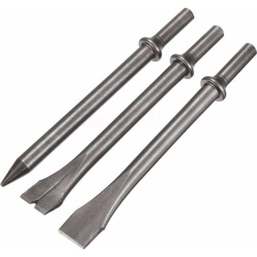 3 Pcs 7 inch Length Air Hammer Punch Chipping Chisel Long Bit Set Round Bar Tool