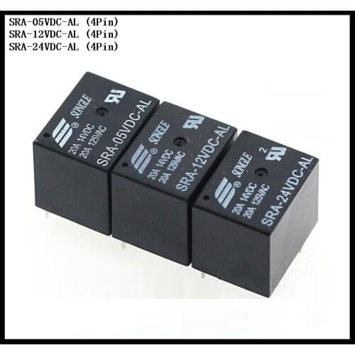 5pcs/Lot SONGLE Power Relay SRA-05VDC-AL / SRA-12VDC-AL / SRA-24VDC-AL 4Pin 5V 12V 24V 20A T74