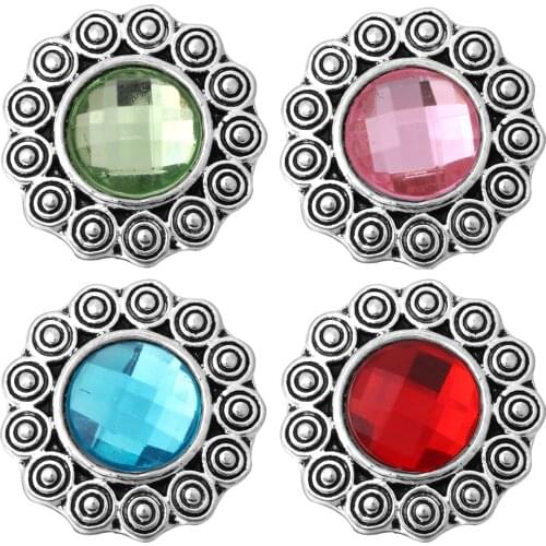 5pcs/lot Vintage Snap Button Jewelry 18mm Snap Buttons Crystal Flowers Snap Jewelry Fit 18mm Snap Bracelets Charm Jewelry