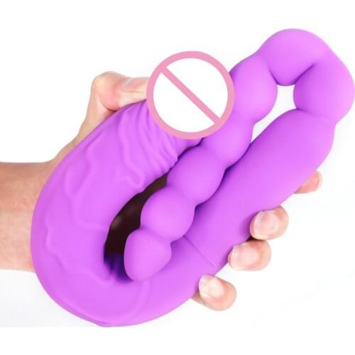 Anal Beads Liquid Silicone Sex Toys for Men Women Strapless Dildo Prostate Massager Anal Plug Double-heads Two Uses Orgasm