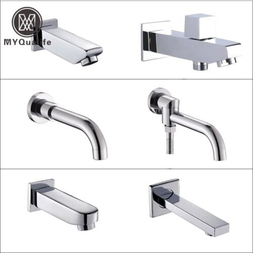 Free Shipping Chrome Brass Wall Mounted Tub Spout Concealed Install Bath & Shower Tub Filler
