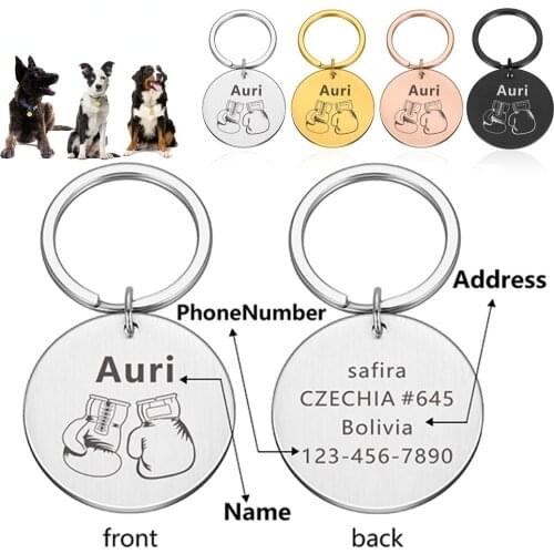 Anti-lost Dog Tag Personalized Pet Puppy Cat ID Tags Engraved Custom Dogs Collar Customized Name Phone Tag For Pets Accessories