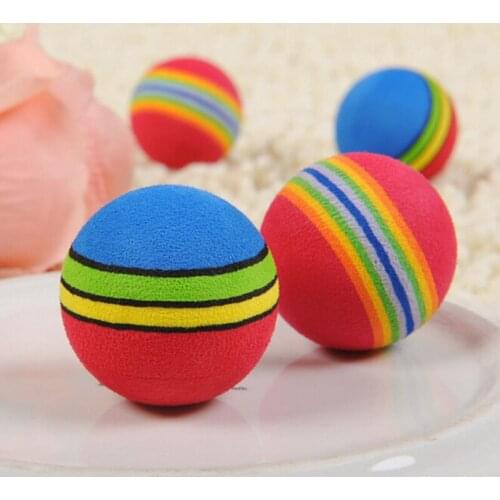 Funny Pet Toy Baby Dog Cat Toys 3.5CM Rainbow Colorful Play Balls For Pets Products CLH@8