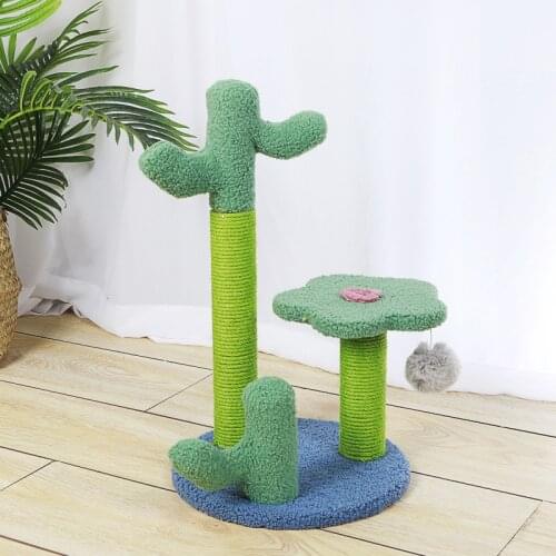 Pet Cat Tree Cute Cactus Sisal Cat Scratching Post Cat Tower Protecting Furniture Kitten Jumping Platform Grinding Claw Toys