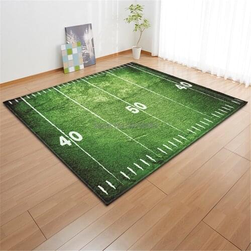 Football Field 3D Carpets Flannel Anti-slip Boys Room Floor Mat Baby Play Crawling Area Rug Home Decor Large Living Room Carpet
