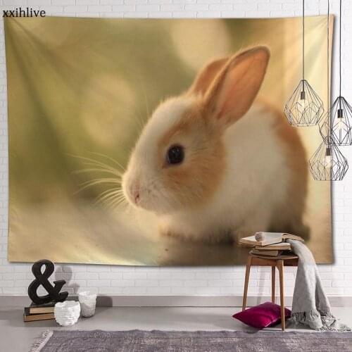 Custom Tapestry Cute Animal Rabbit Printed Large Wall Tapestries Hippie Wall Hanging Bohemian Wall Art Decoration Room Decor