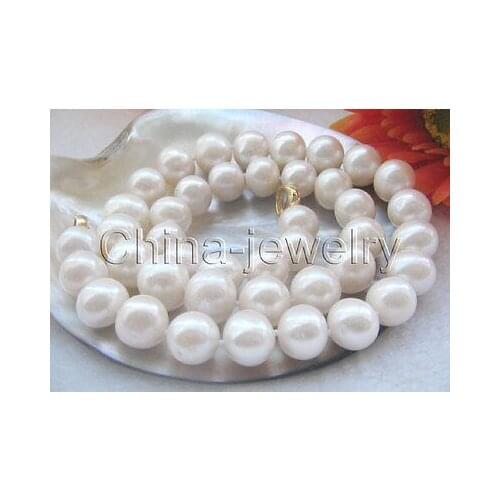 Beautiful AAA 18" 12-14mm white round freshwater pearl necklace