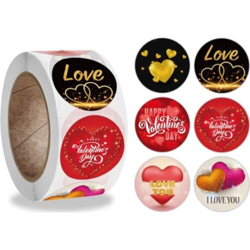 Red and Black Heart Decor Valentines Day Gift Packing Roll Stickers For Wife Husband Girlfriend Boyfriend Gift Decor Stickers