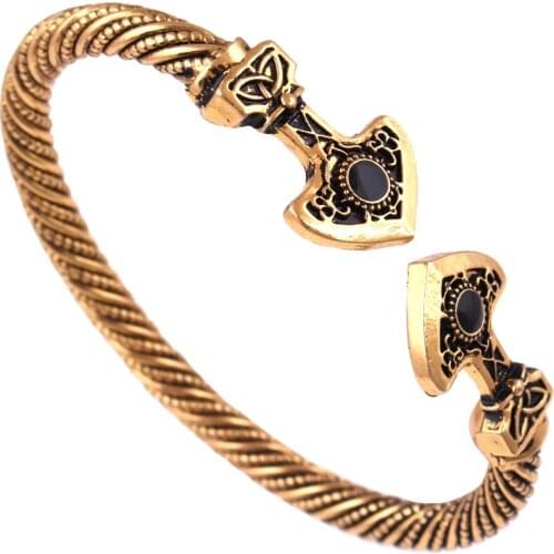 Thors Hammer Nordic Mjolnir Bracelet Thunder Torque Norse Viking Bangle