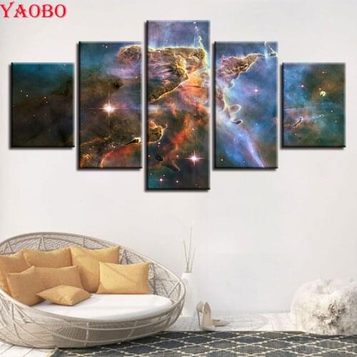 5pieces Diamond Painting Mysterious Cosmic Starry Sky Pictures mosaic resin full Square/Round Cross-Stitch rhinestone Embroidery