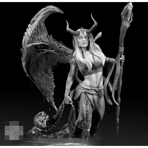 Unpainted Hell Witch GK Resin Figure 1/24 Scale Model Kit Resin Colorless Self-Assembled Toy No.64
