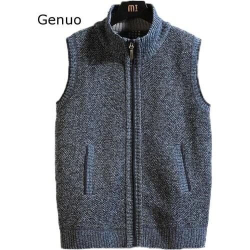 Autumn Winter Mens Sleeveless Sweater Casual Mens Pullover Sweaters Vest Solid Black Sweater Vest Waistcoat Blusa De Inverno