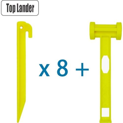 Plastics Tent Pegs Tent Stakes Kit With 8 Pegs And 1 Hammer For Sand Beach Kid Ultra-Light Heavy Duty Garden Tent Accessories