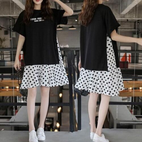 Maternity Dress Short-sleeved Mid-length Chiffon Stitching Pretend Two Loose T-shirts Maternity Skirt Summer Pregnancy Clothes