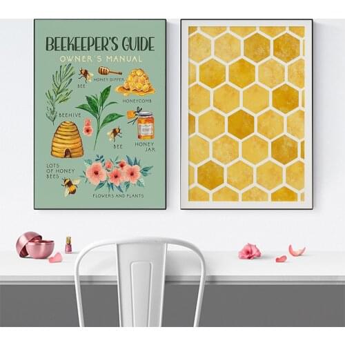 Beekeepers Guide Posters and Prints Honeycomb Beekeeper Canvas Painting Yellow Toned Wall Pictures Kitchen Room Home Decoration