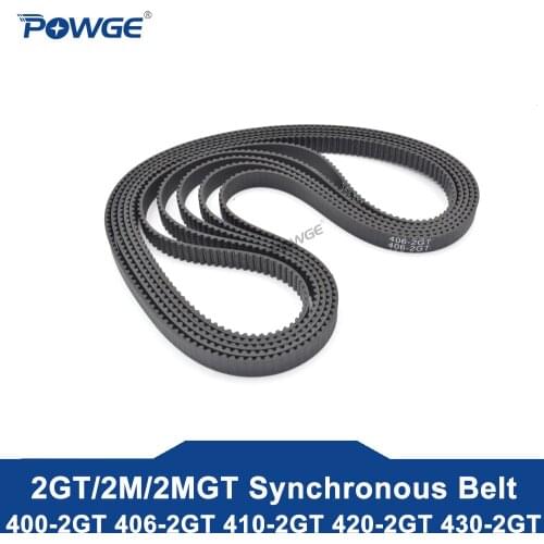 POWGE 2MGT 2M 2GT Synchronous Timing belt Pitch length 400/406/410/420/430 width 6mm/9mm Teeth 200 203 205 210 215 Loop closed