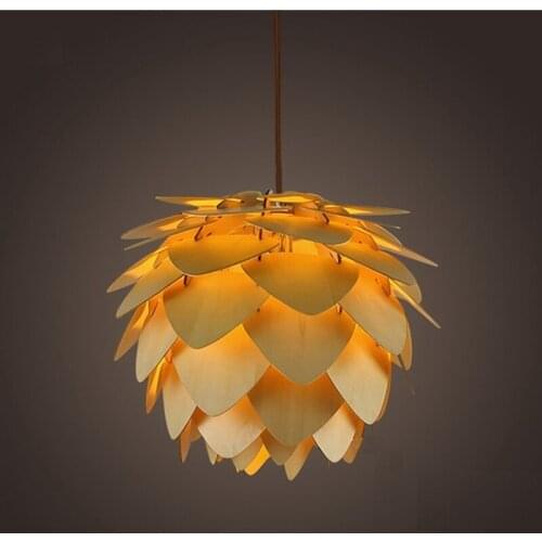 Modern Pendant Lights Pinecone Kitchen Lamp for Dinning Living Room Restaurant LED Loft Lighting Vintage Wood Lamp