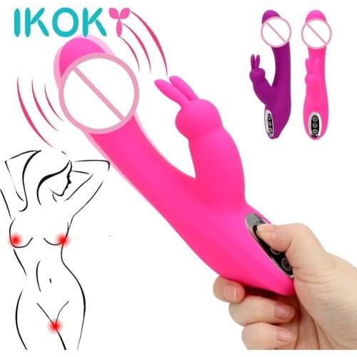 IKOKY Clitoris Stimulator Sex Products G-spot Massager 12 Vibration Modes Female Masturbator Rabbit Vibrator