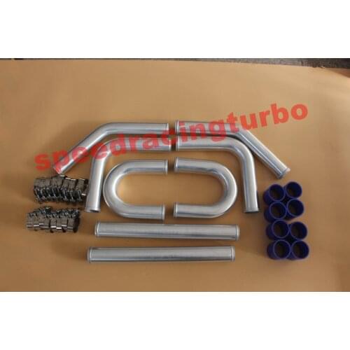 Universal Turbo Boost Intercooler Pipe Kit 2.5" 63MM 8 Pieces Aluminum Piping Black