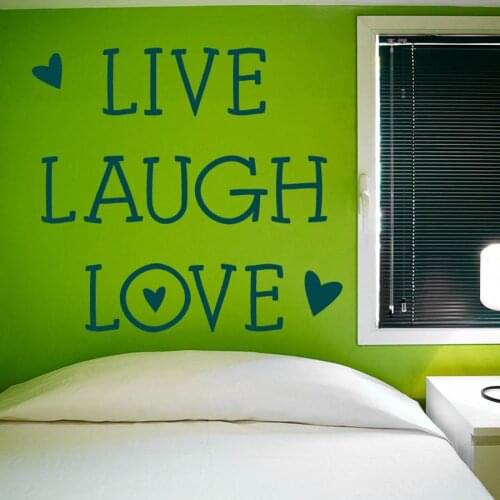 Mini Hearts Live Laugh Love Stickers Quotes For Bedroom Living Room Vinyl Wall Decals vinilos paredes Removable Home Decor ZA716