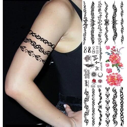 Scorpion Totem Temporary Tattoos For Women Kids Infinity Blooming Flower Butterfly Fake Tattoo Sticker Realistic Bracelet Tatoos