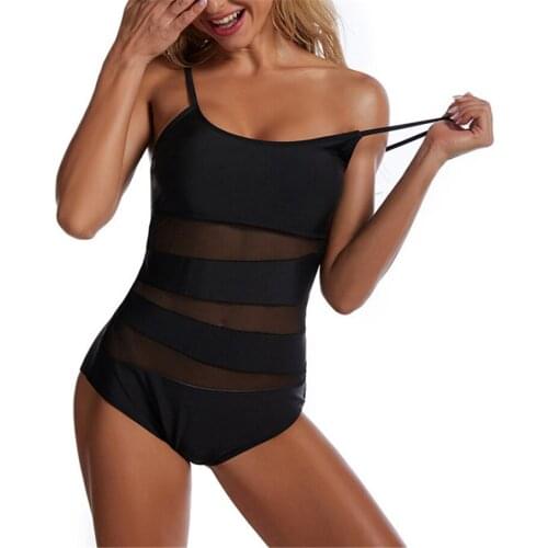YICN Sexy One Piece Swimsuit Mesh Swimwear Women 2021 Vintage Bathing Suit Women Beachwear Backless Plus Size Swimming Suits