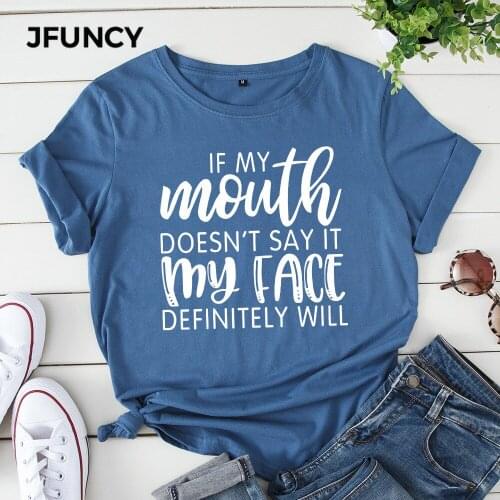 JFUNCY S-5XL Oversize Women T Shirt Female Short Sleeve Tees Personality Letter Print Summer Woman Basic Tops Lady Girl T-shirts