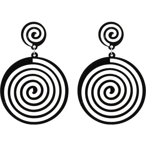 Black White Round Acrylic Drop Earrings For Women Geometric Big Spiral Long Dangle Earrings Brinco Fashion Jewelry Accessories