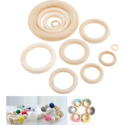 1-100Pcs Blank Round Wooden Hoops Wood Rings Circle DIY Crafts Embellishment Wooden Ring Children Kid Teething 15-100mm