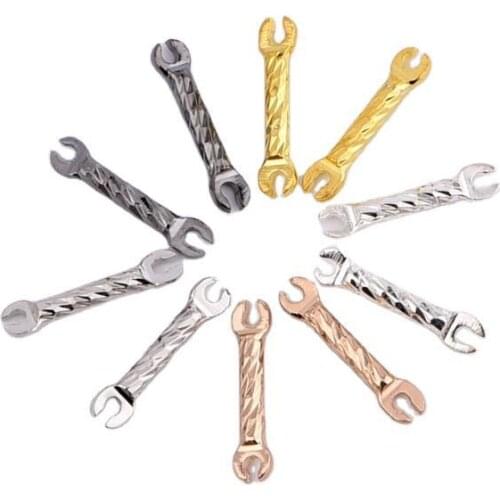 10 pieces of 2*15mm diy handmade material brass round wire open mini wrench earrings small pendant