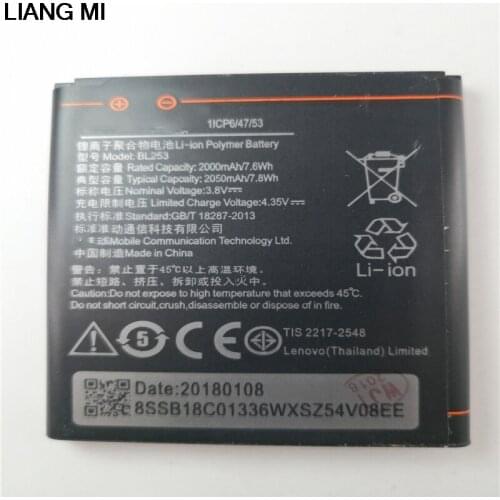 3.8V 2000mAh BL253 For Lenovo A2800D A3800D A3600D A2580 A2860 A2010 For Lenovo Vibe A 4.0" A1000 A1000m Battery