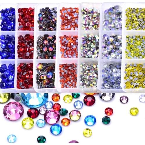 32 Colors Mix 6 Sizes 1200pcs/Box Better DMC стразы HotFix Rhinestones Crystal Glass Strass Glue on Hot Fix Rhinestone DIY F0214